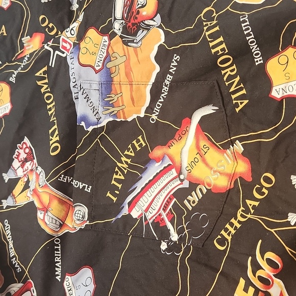 Route 66 Themed Black Button Up Shirt - Picture 3 of 5